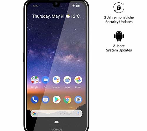Nokia 2.2 Dual Sim Smartphone – Deutsche Ware (14,5 cm (5.71 Zoll), 13 MP Hauptkamera, 2GB RAM, 16 GB interner Speicher, Android 9 Pie) Schwarz