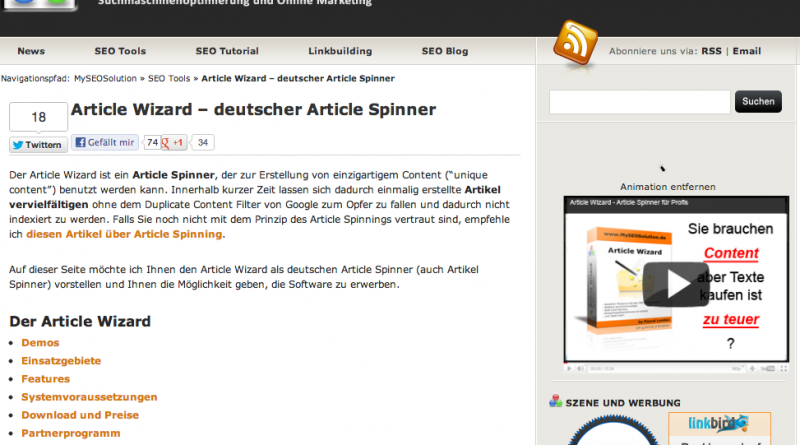 Article Wizard – deutscher Article Spinner | MySEOSolution