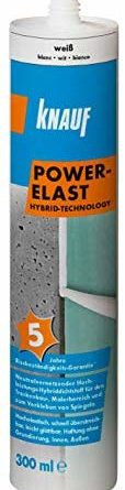 Knauf POWER-ELAST Hochleistungs Hybrid-Dichtstoff zum Verfugen von Anschluss-Fugen – Fugen-Dichtstoff u.a. für Holz, Stein, Mauer-Werk und Gips-Platten, 300 ml