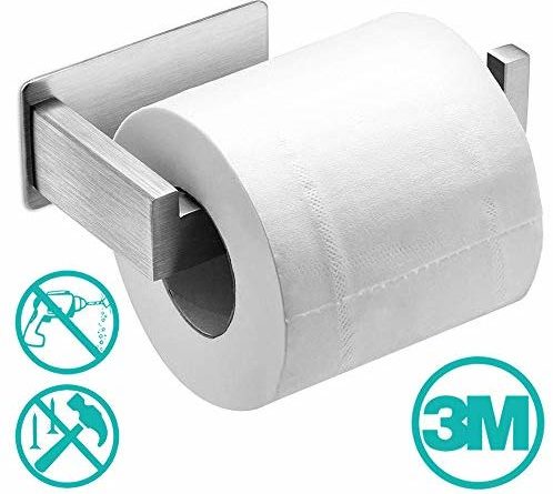 Toilettenpapierhalter ohne Bohren, Klopapierhalter Edelstahl Papierhalter Selbstklebend für Badezimmer Toilette Küche, Rostfrei, Silber