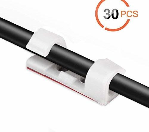 30 Stück Kabelclips, Kabelhalter mit Klebstoff Gesicherte Unterlage, Kabelklemme Set für Schreibtisch, Netzkabel, USB Ladekabel und Audiokabel, 30 Set Kabelschellen und Schrauben, Weiß