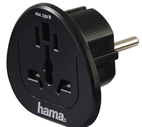 Reisestecker zum Anschluss ausländischer Geräte (z.B. UK,USA,China,Italien,Schweiz,u.v.m.) an deutsche Schutzkontakt-Steckdosen (auch für Spanien,Frankreich,u.v.m.) Reise-Adapter schwarz