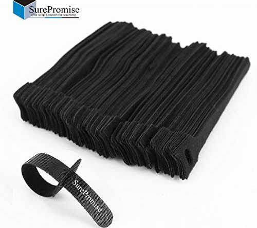 Surepromise „original bei Sofortdeins“ 100 Schwarz Kabel-Klettband Kabelklett Kabelbinder Klettbinder Klettverschluss Büro