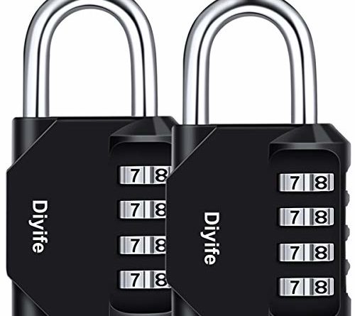 Diyife 2er Pack 4-Stelliges Zahlenschloss, Kombinationsschloss, Vorhängeschloss, Wetterfestes Metall & Plated Steel Combination Lock für Schule, Gym & Sports Locker, Hasp Cabinet & Storage