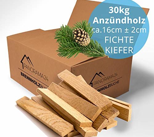 30kg Anzündholz Anfeuerholz Anmachholz Brennholz Kaminholz Ofenholz Smoker Grill BBQ Trocken Ofenfertig Fichte/Kiefer 16cm