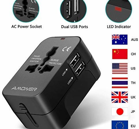 Amoner Reiseadapter Steckdosenadapter Universal Adapter Travel Plug Stromadapter Weltweit Reisestecker für die USA Europa UK AU Thailand China usw.