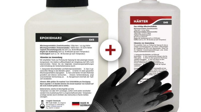 Epoxidharz mit Härter | 2,25kg GfK set | Profi Qualität glasklar & geruchsarm | Gießharz für Holz + Schutzhandschuhe