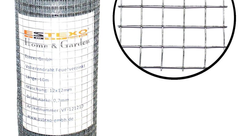 ESTEXO Volierendraht feuerverzinkt, Höhe 1,00 m 10 Meter 12 x 12 mm