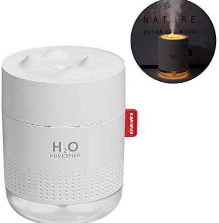 USB Luftbefeuchter 500ml,Mini Ultraschall Air Humidifier Ultra Leise 20dB Raumluftbefeuchter-Bis zu 10-15 Stunden Dauerbetrieb,Automatische Abschaltung Tragbarer Luftbefeuchter für Haus Yoga Büro