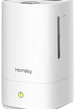 Homasy Ultraschall Luftbefeuchter, 4.5L Top-Füllung Humidifier bis zu 40-50m², Ultra Leise Raumluftbefeuchter, Luftbefeuchter Schlafzimmer mit Schlafmodus, 30h Arbeitszeit-Weiß