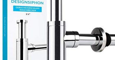 Bächlein Design Siphon Universal für Waschbecken & Waschtisch – Abflussgarnitur passgenau – Geruchsverschluss mit Reinigungsöffnung + Einbauanleitung – Designsiphon Ablaufgarnitur Röhrensiphon