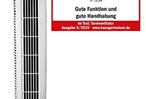 Interior TF35 Säulenventilator Turmventilator 78cm, 3 Stufen Standventilator, Oszillierender Boden Ventilator, Lautstärke max. 57dBA, 45 W, weiss