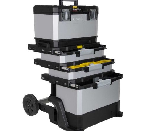 Stanley FatMax Rollende Werkstatt aus Metall-Kunststoff 1-95-622 – Werkzeugwagen leer – Vielseitige Werkzeugbox für Kleinteile und große Werkzeuge