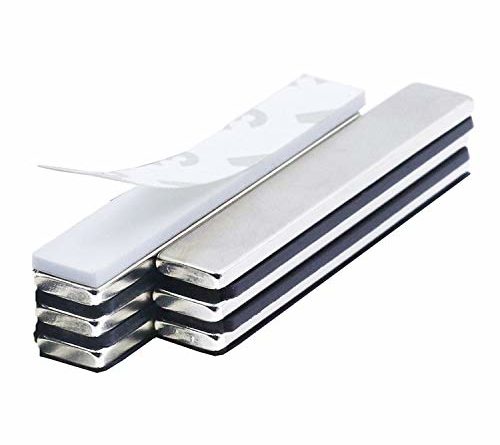 6 Stück Neodym Magnete, Super Stark Kräftig Neodym Viereckig Ziegel Magnete-60 x 10 x 3mm mit 8 Stück Selbstklebende, Seltenerdmagnete sehr starker Haftung für Glas-Magnetboards, Magnettafeln