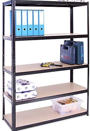 G-Rack 0015 Lagerregal für Garage, Werkstatt, Speisekammer-180cm x 120cm x 45cm, 5-stufig (175KG pro Regal) – 875KG Kapazität – 5 Jahre Garantie schwarz