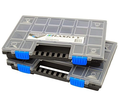 2x XL Organizer Sortimentskasten Sortierbox stapelbar 345x249x50mm I Kleinteilemagazin I Schraubenbox I Werkzeugkasten I Sortimentskisten