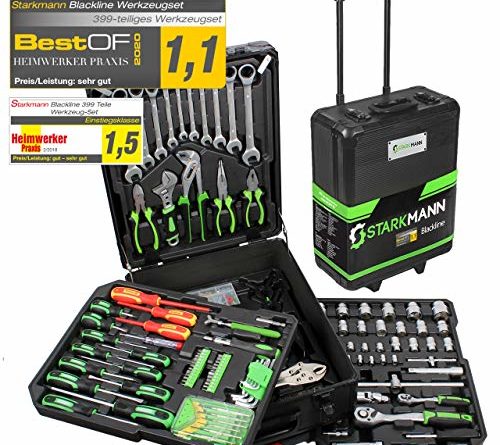 STARKMANN Blackline 399tlg. Premium Werkzeugkoffer Werkzeug Box Kasten im abschließbaren Alu Trolley