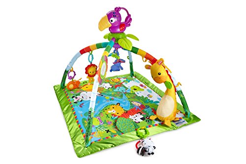 Fisher-Price DFP08 – Rainforest Erlebnisdecke, Krabbeldecke mit Musik und Lichtern, Spieldecke für Babys mit weichem Spielbogen,  ab 0 Monaten, mit Tukan