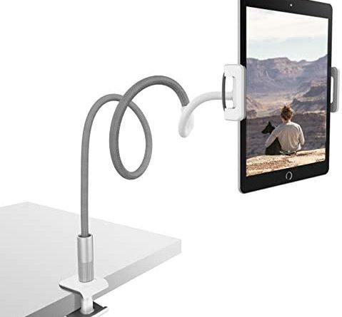 Lamicall Schwanenhals Tablet Halter, Tablet Halterung : Lazy Flexible Einstellbare Lang Arm Ständer für Pad Mini 2 3 4, Neu Pad Pro 2019, Pad Air, Phone, und Weitere 4,7-10,5 Zoll Geräte – Grau