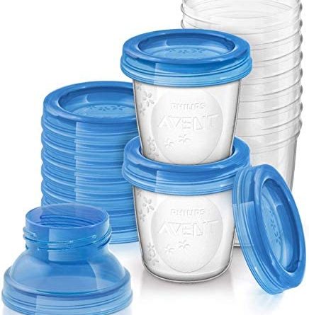 Philips Avent Aufbewahrungsbecher für Muttermilch, 10er Pack (10x 180 ml), SCF618/10, mit Schraubdeckel