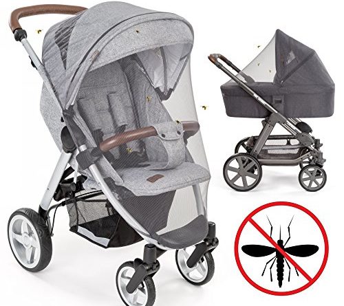 Universal Insektenschutz/Mückennetz für Kinderwagen & Buggy – idealer Schutz vor Wespen & Stechmücken dank feinem Netzgewebe – PREMIUM QUALITÄT: reißfest & waschbar – Grau, Schwarz