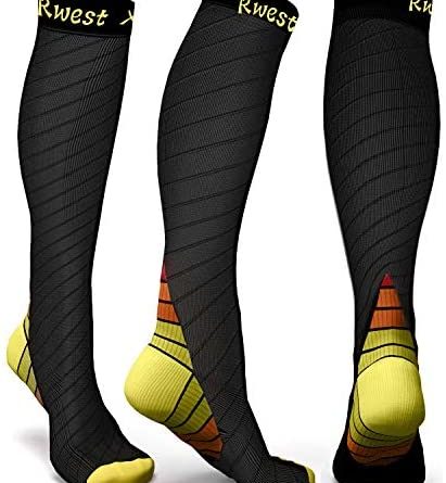 Rwest X Kompressionsstrümpfe Kompressionssocken Stützstrümpfe Thrombosestrümpfe Compression Socks für Damen Herren, Sport, Medizinisch, Flug, Lauf, Joggen,Reisen, Schwangerschaft