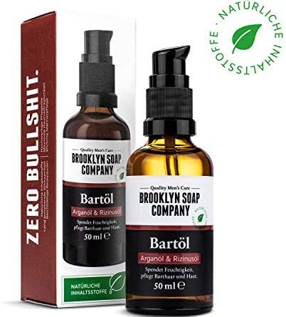 Bartöl (50ml) · BROOKLYN SOAP COMPANY · Bart Öl für die tägliche Bartpflege von 3-Tage-Bart oder Vollbart · Beard Oil als Geschenk für Männer und für die Reise ✓