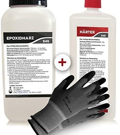 Epoxidharz mit Härter | 3,25kg GfK set | Profi Qualität glasklar & geruchsarm | Gießharz für Holz + Schutzhandschuhe