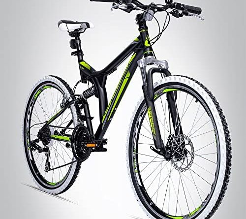 Bergsteiger Phoenix 26 Zoll Mountainbike, geeignet ab 160 cm, Scheibenbremse, Shimano 21 Gang-Schaltung, Vollfederung, Jungen-Fahrrad & Herren-Fahrrad