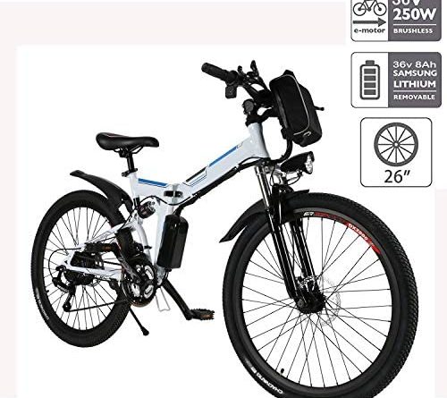 Hiriyt E-Bike Mountainbike, 250W, 36V, Rücken 7-Gang Getriebesystem Faltrad Fahrrad, Große Kapazität Pedelec mit Lithium-Akku und Ladegerät