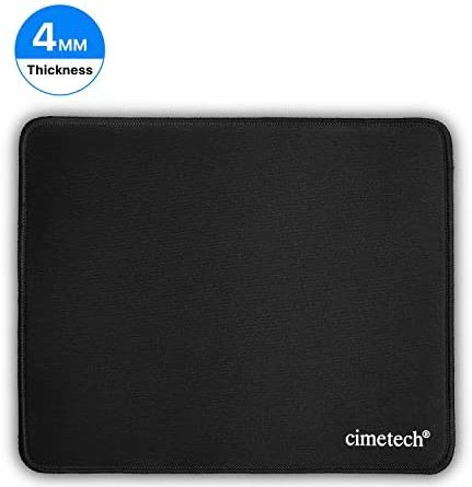 Cimetech Mauspad Gaming Mauspad Matte mit genähten Kanten Speziell Reibungslos Weich Premium-texturiertes Mauspad Rutschfester Gummi-Basis für PC, Laptop usw, 260 × 210 × 4mm Schwarz (4MM 1PCS, Black)