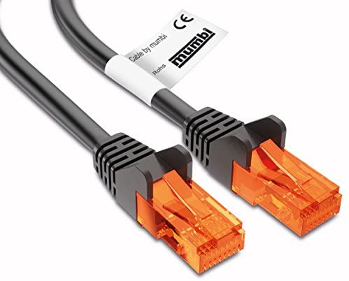 mumbi LAN Kabel 1m CAT 5e Netzwerkkabel CAT5e Ethernet Kabel Patchkabel RJ45 1Meter, schwarz