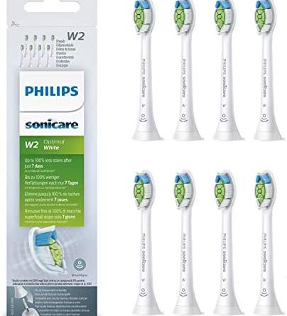 Philips Sonicare Original Aufsteckbürste Optimal White HX6068/12, 2x weniger Verfärbungen für weißere Zähne, 8 Stück