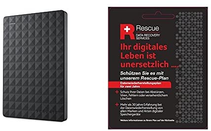 Seagate STEA500400 Expansion Portable externe tragbare Festplatte + STZZ794 Produktkarte mit Code zur Registrierung, 500 GB, schwarz, 2019 Deluxe Edition