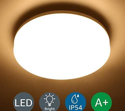 Lighting EVER 15W Deckenlampe, IP54 Wasserfest Badlampe, 3000K LED Deckenleuchte, 1250lm Lampen ideal für Badezimmer Balkon Flur Küche Wohnzimmer, Warmweiß Badezimmerlampe Ø22cm