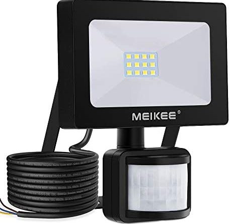 MEIKEE 10W LED Strahler mit Bewegungsmelder 1000LM superhell LED Fluter IP66 wasserdicht Flutlichtstrahler Aluminium Scheinwerfer Licht Wandleuchte für Garten Garage Sportplatz