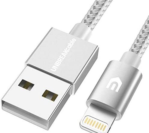 UNBREAKcable iPhone Ladekabel, Lightning Kabel – 1M [MFi-Zertifiziert] – Datenkabel geeignet für iPhone X iPhone 8, iPhone 6s iPhone 6, iPhone 7, iPhone XS/XS MAX/XR, iPad Air (Silber-Grau)