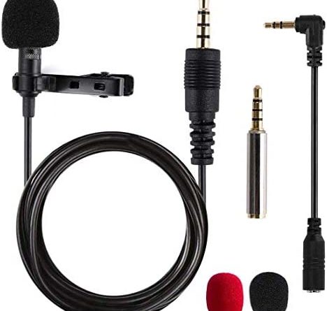 Lavalier Mikrofon, Omnidirectional Kondensator Lapel Mic mit Einfacher Clip on System, Perfekt für Recording Interview / Video Conference / Podcast / Voice Dictation / Phone