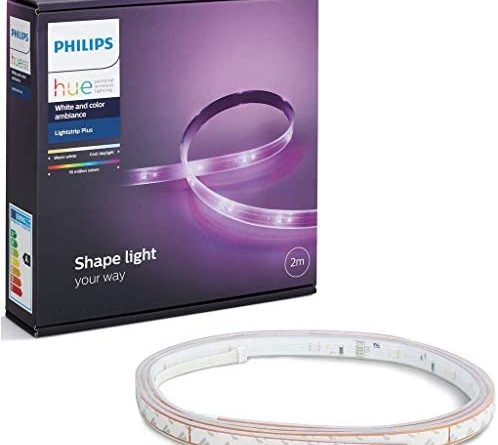 Philips Hue LightStrip+ Basis Set (ohne Bridge), 2m, flexibel erweiterbar, dimmbar, bis zu 16 Millionen Farben, steuerbar via App, kompatibel mit Amazon Alexa (Echo, Echo Dot)