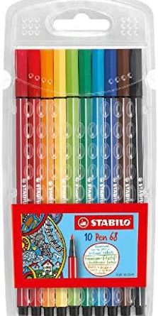 Premium-Filzstift – STABILO Pen 68 – 10er Pack – mit 10 verschiedenen Farben