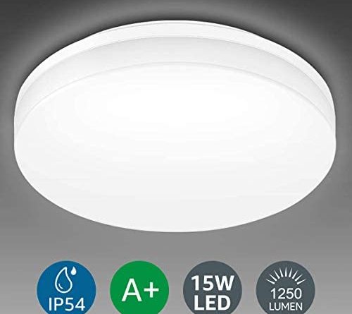 Lighting EVER 15W Deckenlampe, IP54 Wasserfest Badlampe, 5000K LED Deckenleuchte, 1250lm Lampen ideal für Badezimmer Balkon Flur Küche Wohnzimmer, Kaltweiß Badezimmerleuchte Ø22cm