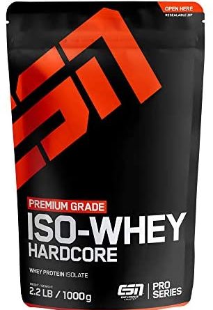 ESN Iso Whey Hardcore – 1000g – Banana – Erstklassiges Proteinpulver reich an essentiellen Aminosäuren (EAAs) und BCAAs – Sehr gut löslich – 33 Portionen – Made in Germany