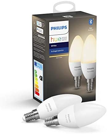 Philips Hue White E14 LED Lampe Doppelpack, dimmbar, warmweißes Licht, steuerbar via App, kompatibel mit Amazon Alexa (Echo, Echo Dot)