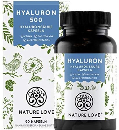 NATURE LOVE® Hyaluronsäure Kapseln – Hochdosiert: 500mg – Vergleichssieger 2020/2019* – Mit Zink – Vegan – 90 Stück (3 Monate) – 500-700 kDa – Jede Charge laborgeprüft, hergestellt in Deutschland