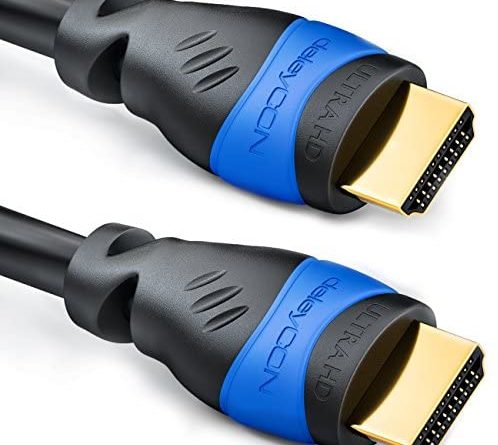 deleyCON 2m HDMI Kabel 2.0a/b – High Speed mit Ethernet – UHD 2160p 4K@60Hz 4:4:4 HDR HDCP 2.2 ARC CEC Ethernet 18Gbps 3D Full HD 1080p Dolby – Schwarz