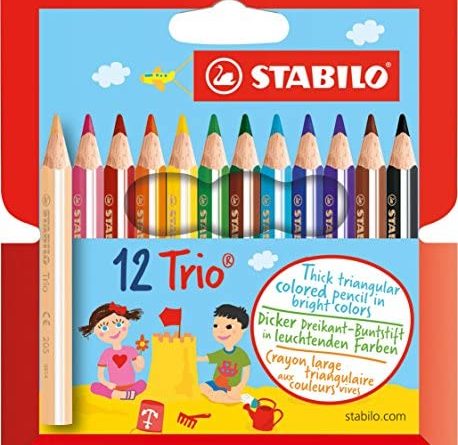 Dreikant-Buntstift – STABILO Trio dick kurz – 12er Pack – mit 12 verschiedenen Farben