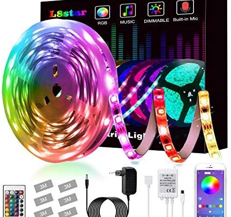 LED Strip, L8star LED Streifen Farbwechsel Led Lichterkette 5M RGB Flexible LED Bänder Strips mit Bluetooth Kontroller Sync zur Musik, Anwendung für Schlafzimmer, Party und Feriendekoration (5M)