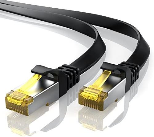 0, 25m Cat 7 Netzwerkkabel flach – Ethernet Kabel – Gigabit LAN 10 Gbit s – Patchkabel – Flachbandkabel – Verlegekabel – Cat.7 Rohkabel U FTP Pimf Schirmung mit RJ 45 Stecker – Switch Router Modem