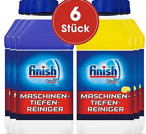 Finish Maschinentiefenreiniger Mixkarton – Flüssiger Maschinenreiniger gegen Kalk und Fett – Sparpack mit 3 x 250 ml Maschinenpfleger Regular und 3 x 250ml Maschinenpfleger Citrus