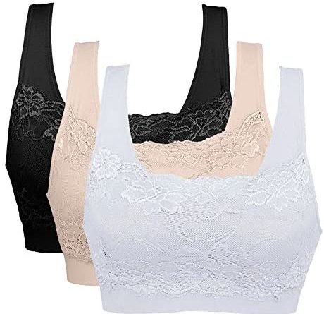 Vertvie Womens Strech Ohne Buegel Push up Yoga Sports BH Bra Top Set Fuer Fitnesstraining Polsterung 3er Pack